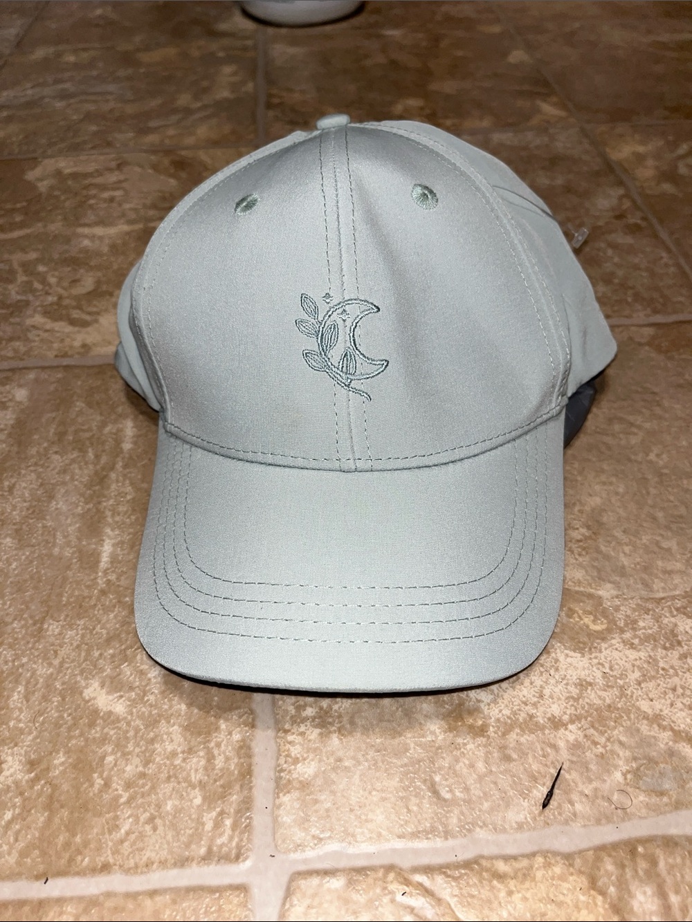 Logilates Women’s Soft Gray Crescent Moon Embroidered Baseball Cap